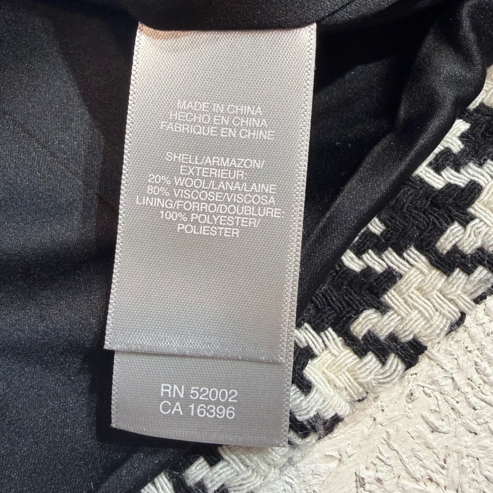 Liz Claiborne Wool Jacket – XL Black White Houndstooth Cropped - Picture 7 of 14